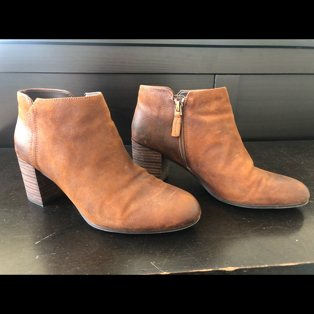 Franco Sarto Leather Brown Booties w Zipper 8M